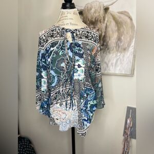 EUC One World Sheer Top Absolutely Beautiful Boho XS Blue